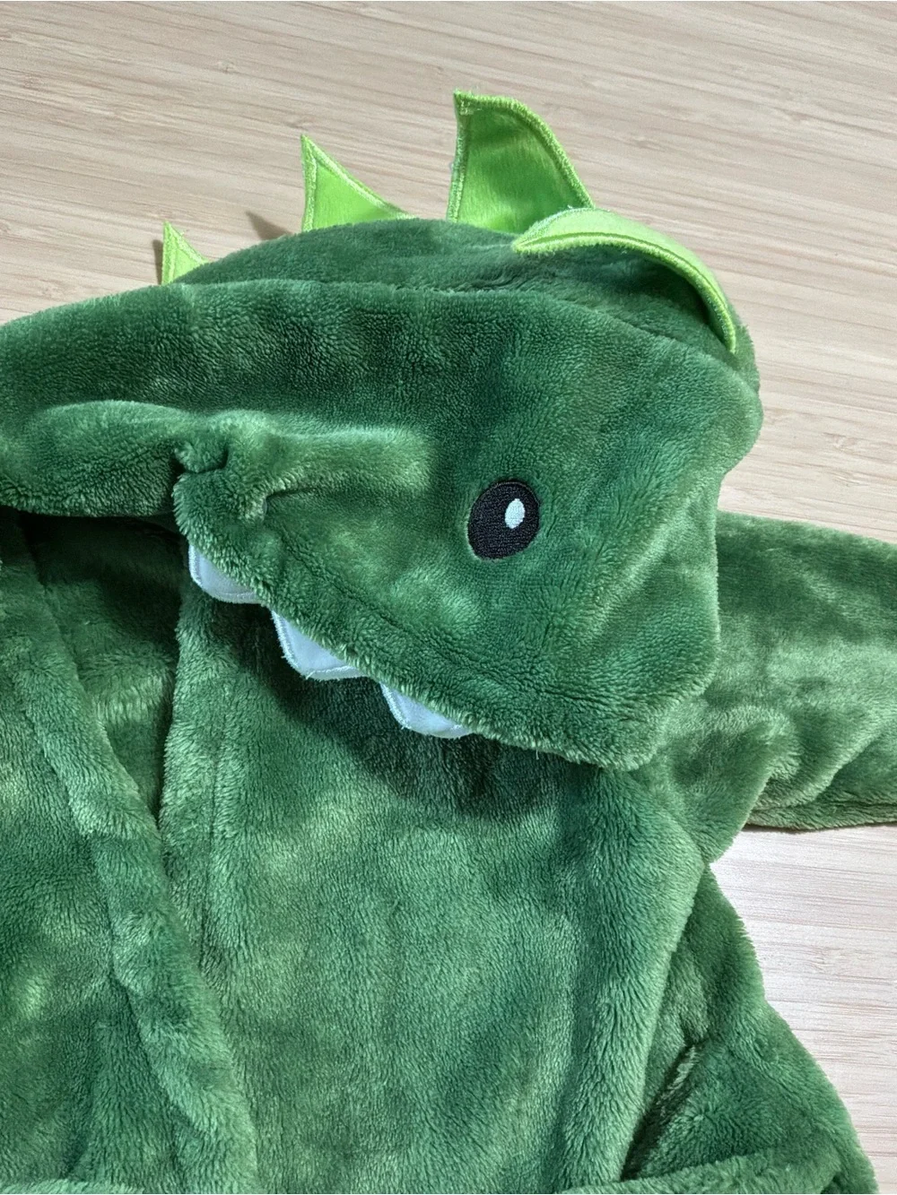 Green Dino Hooded Robe 0-9mo